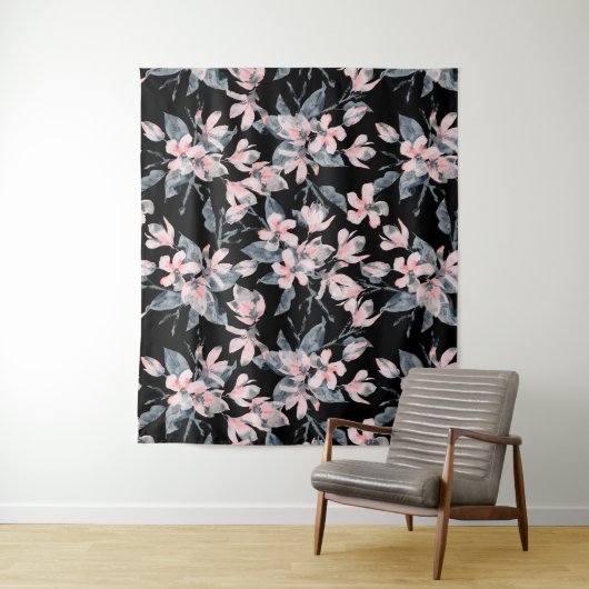 Tenture Motif d'aquarelle rose et gris (En situation)