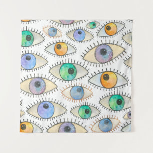 Tenture Motif d'aquarelle transparente à large oeil humain