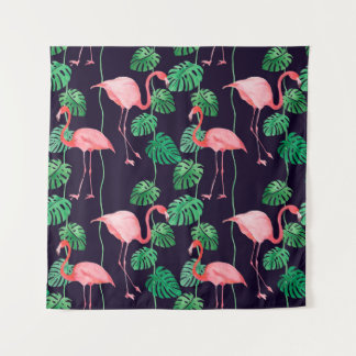 Tenture Motif d'aquarelle transparente avec flamant