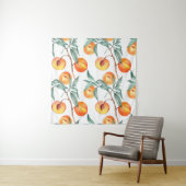 Tenture Motif d'aquarelle transparente avec pêches sur un  (En situation)