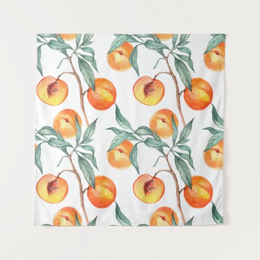 Tenture Motif d'aquarelle transparente avec pêches sur un  (Devant)
