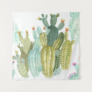 Tenture Motif d'aquarelle vintage Cactus Blooming