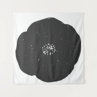 Motif d'art floral de Poppy en noir et blanc