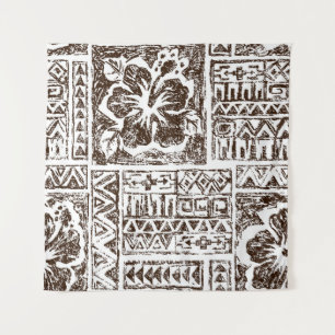 Tenture Motif d'art tropical autochtone hawaïen