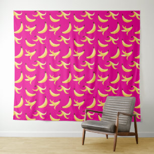 Tenture Motif de banane jaune rétro drôle éditable pour fê