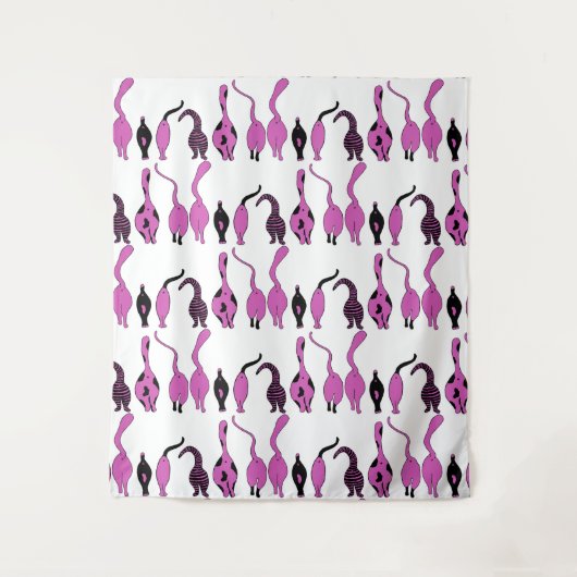 Tenture Motif de boutons de chats violets (Devant)