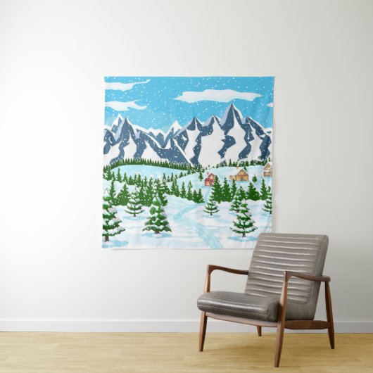 Tenture motif de cactus fleur sauvage dans un style aquare (En situation)