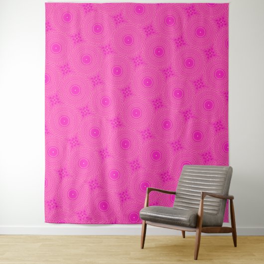Tenture Motif de cercles roses chauds (En situation)