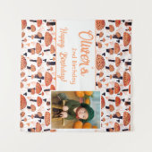 Tenture Motif de champignon orange Photo d'anniversaire d' (Devant (Horizontal))