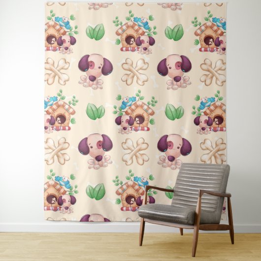 Tenture Motif de chien adorable (En situation)