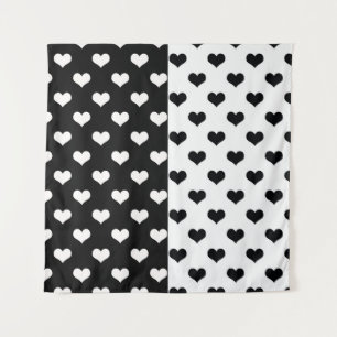 Tenture Motif de coeur Black White Love