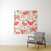 Tenture Motif de cœurs pour la Saint-Valentin (En situation)