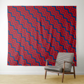 Tenture Motif de conception Chevron bleu et rouge (En situation (horizontale))