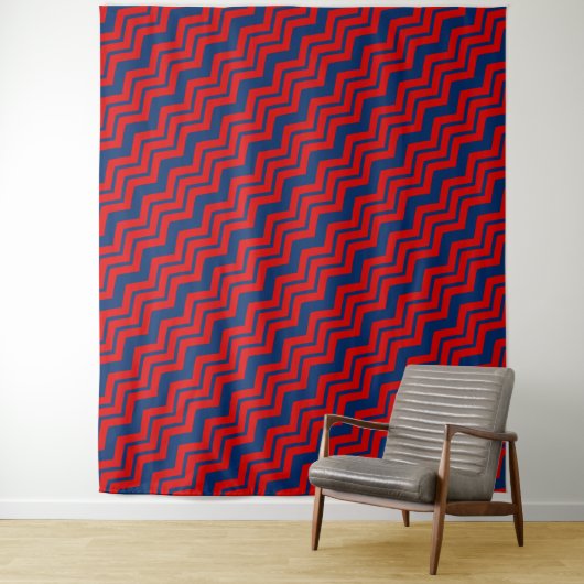 Tenture Motif de conception Chevron bleu et rouge (En situation)