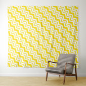 Tenture Motif de conception de zigzag chevron blanc jaune (En situation (horizontale))