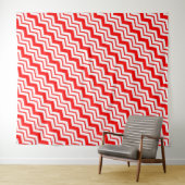 Tenture Motif de conception en chevron zigzag blanc rouge  (En situation (horizontale))