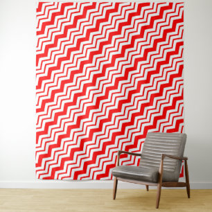 Tenture Motif de conception en chevron zigzag blanc rouge 