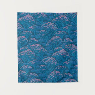 Tenture Motif De Corail Bleu Et Rose