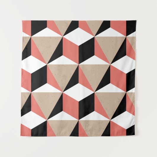 Tenture Motif de corail noir géométrique. (Devant)