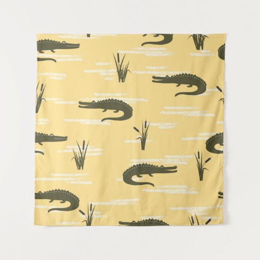 Tenture Motif de crocodiles sans couture. Rangeur jaune vi (Devant)