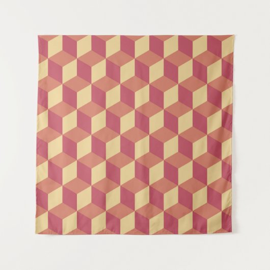 Tenture Motif de Cube rouge orange Abstrait (Devant)