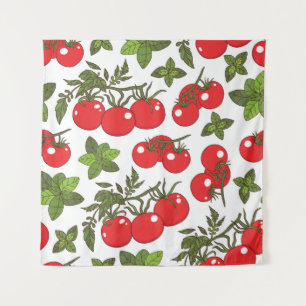 Tenture Motif de cuisine sans couture Tomato Basil