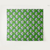 Tenture Motif de cygnes sur fond vert  (Devant (Horizontal))