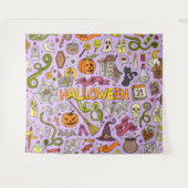 Tenture Motif de doodle Halloween mignon (Devant (Horizontal))