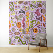 Tenture Motif de doodle Halloween mignon (En situation)