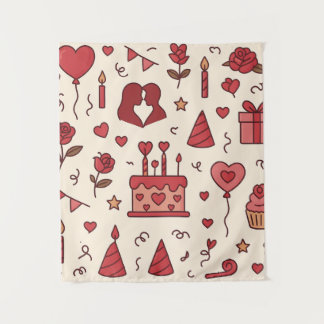 Tenture Motif de doodle pour célébration romantique