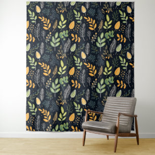 Tenture Motif de feuillage vert et jaune élégant