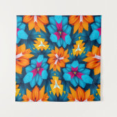 Tenture Motif de fleurs bleues et orange (Devant (Horizontal))