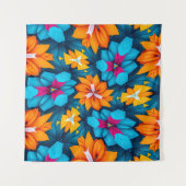 Tenture Motif de fleurs bleues et orange (Devant)