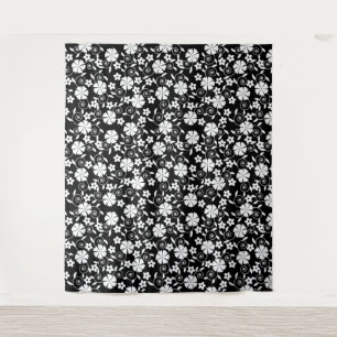 Tenture Motif de fleurs en spirale noir et blanc mignon