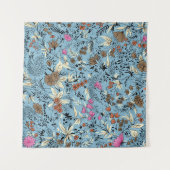 Tenture motif de fleurs vintage, arrière - plan bleu. (Devant (Horizontal))