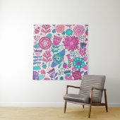 Tenture Motif de fleurs vintage. texture botanique transpa (En situation)