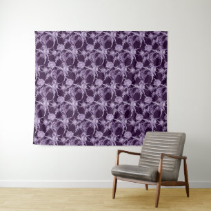 Tenture motif de fleurs violettes