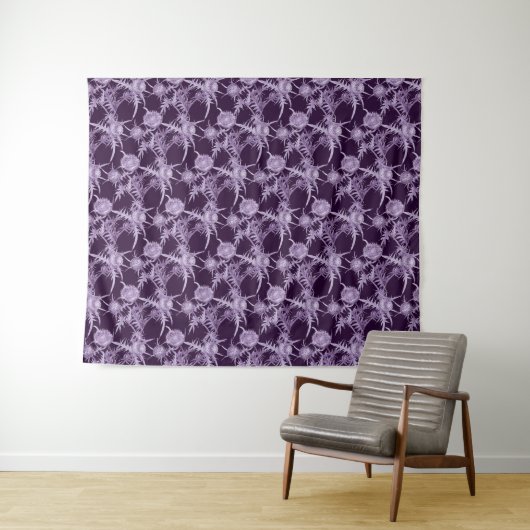 Tenture motif de fleurs violettes (En situation (horizontale))