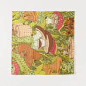 Tenture Motif de forêt dessiné à la main avec différents t (Devant (Horizontal))