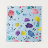 Tenture Motif de formes géométriques d'aquarelle Abstraite (Devant (Horizontal))