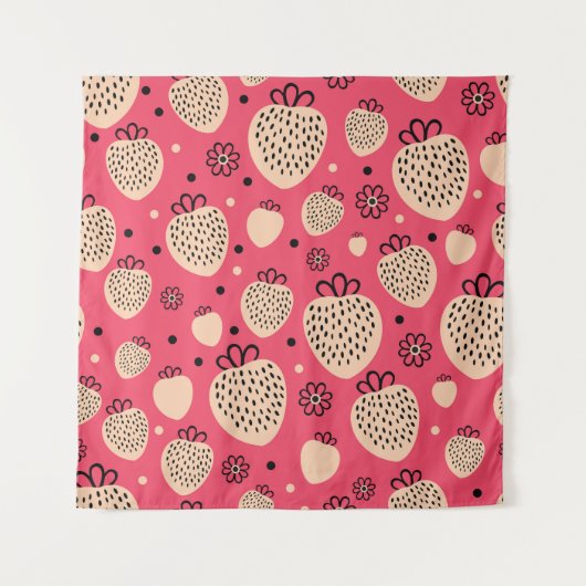 Tenture Motif de fraise rose : design doux et homogène (Devant)
