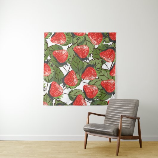 Tenture Motif de fraises (En situation (horizontale))