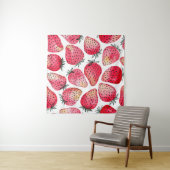 Tenture Motif de fraises d'aquarelle. (En situation (horizontale))