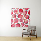 Tenture Motif de fraises d'aquarelle. (En situation)