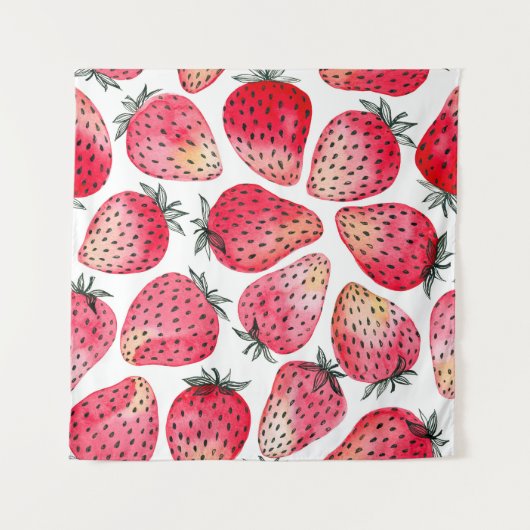 Tenture Motif de fraises d'aquarelle. (Devant)