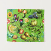 Tenture Motif de fruits sur fond vert (Devant (Horizontal))