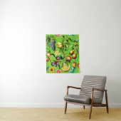 Tenture Motif de fruits sur fond vert (En situation)