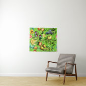 Tenture Motif de fruits sur fond vert (En situation (horizontale))