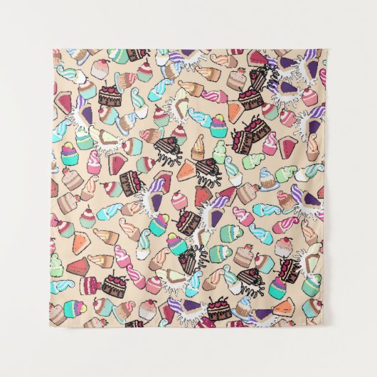 Tenture Motif de gâteau gribouillé transparent. Dessiné à  (Devant)