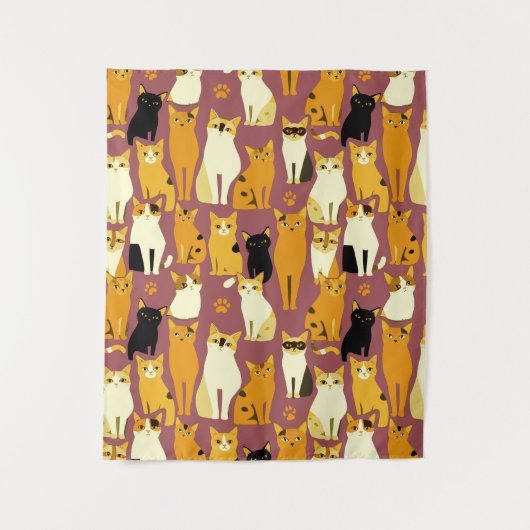 Tenture Motif de Ginger, Chats noirs et blancs (Devant)